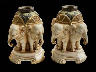 Pair of Alfred Stellmacher elephant table lamps with vintage electric fittings - Alfred Stellmacher