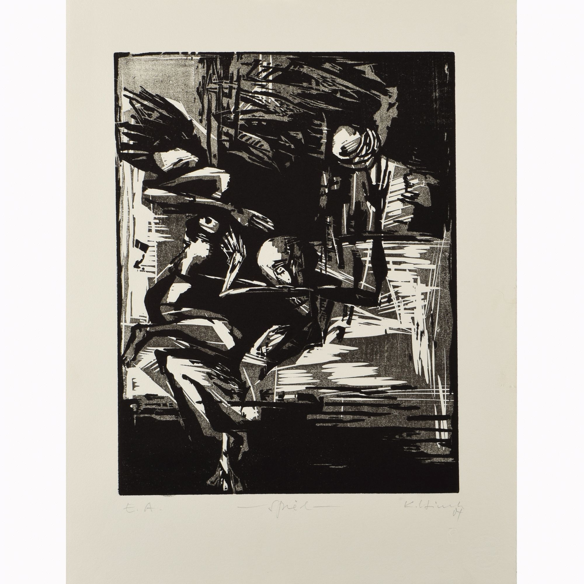 Artwork by Klaus Hirsch, 3 Lithografien: WERDEN + VERGEHEN (2003), Made of charcoal
