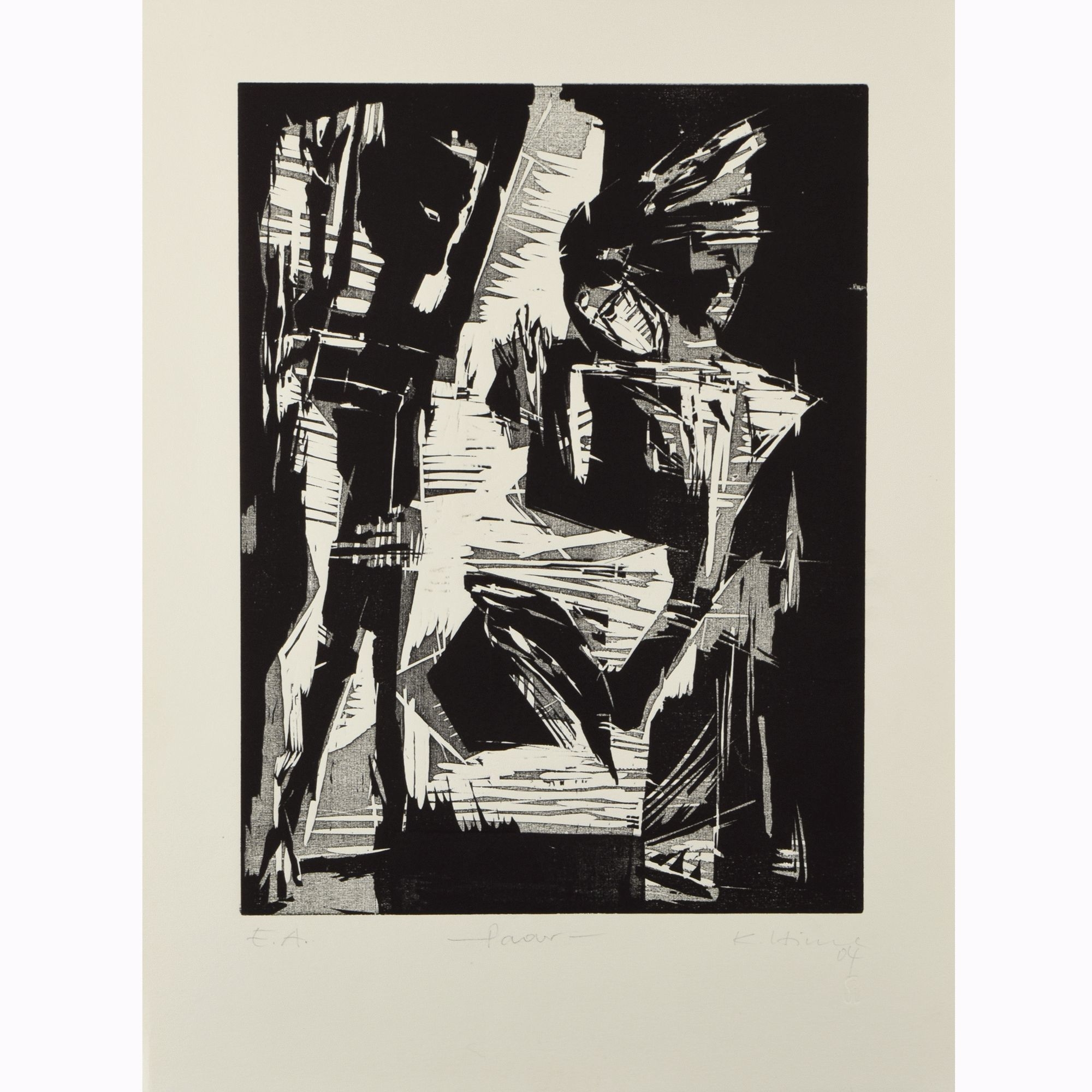 Artwork by Klaus Hirsch, 3 Lithografien: WERDEN + VERGEHEN (2003), Made of charcoal