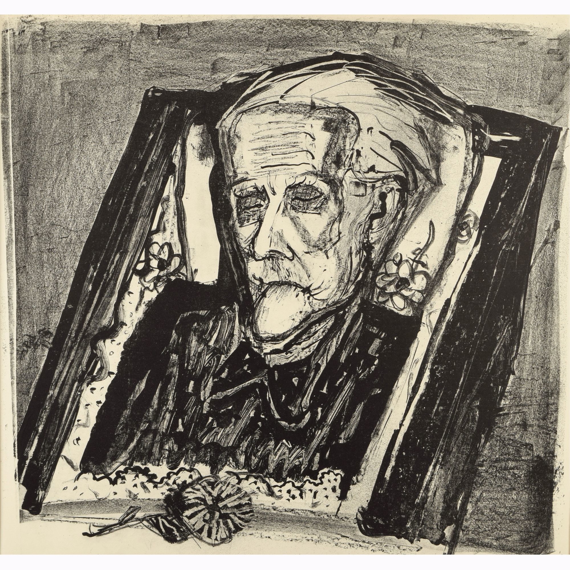Artwork by Otto Dix, MEINE MUTTER AUF DEM TOTENBETT II (1954), Made of Lithography on laid paper