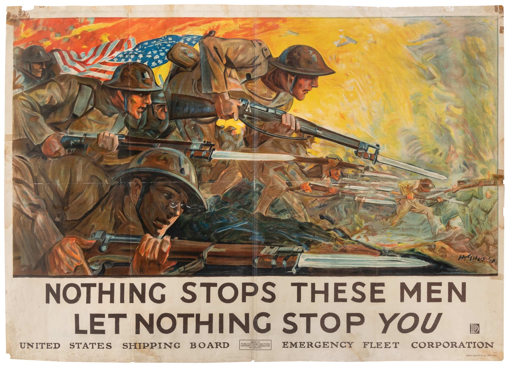 Artwork by Howard Giles, Nothing Stops These Men / Let Nothing Stop You, Made of color lithograph poster