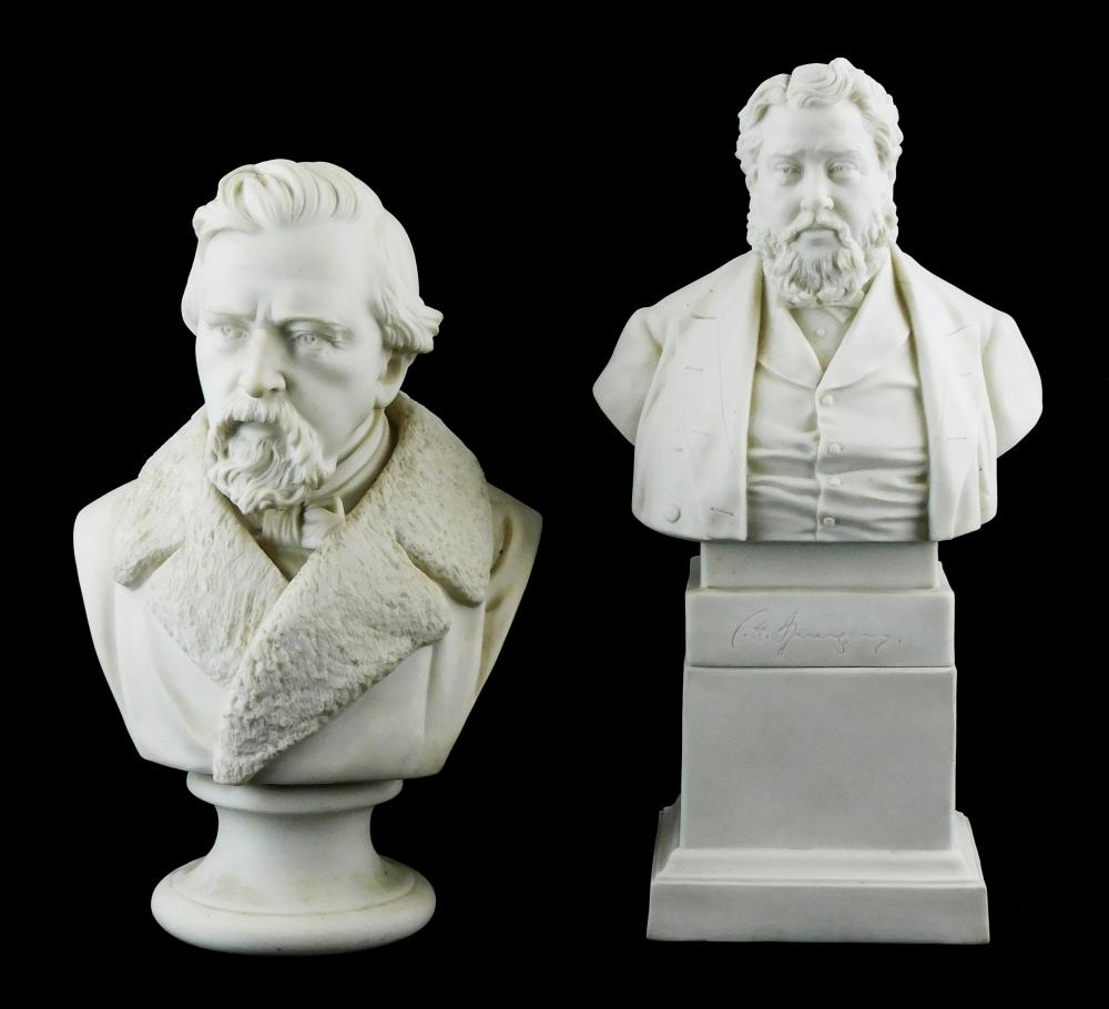 Artwork by George Jacob, Parian busts of Charles Spurgeon and George Holyoake, Made of sculpture