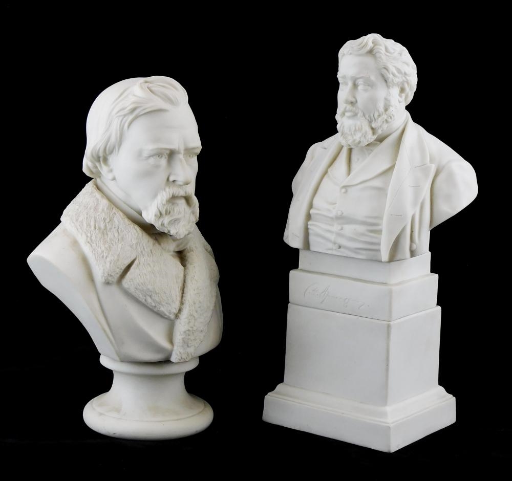 Artwork by George Jacob, Parian busts of Charles Spurgeon and George Holyoake, Made of sculpture