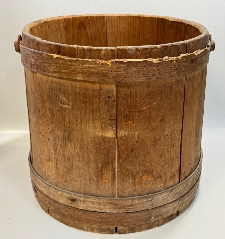 Large | DESIRABLE LARGE PRIMITIVE WOODEN BUCKET | MutualArt