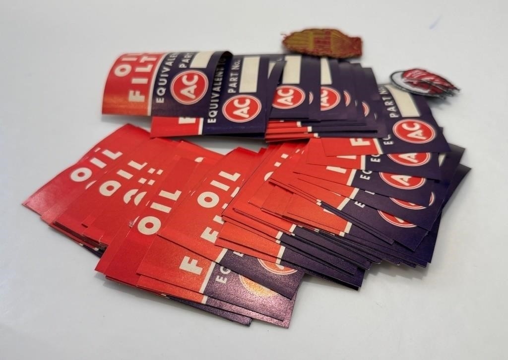 Large | LARGE COLLECTION OF AC OIL FILTER STICKERS & BADGE | MutualArt