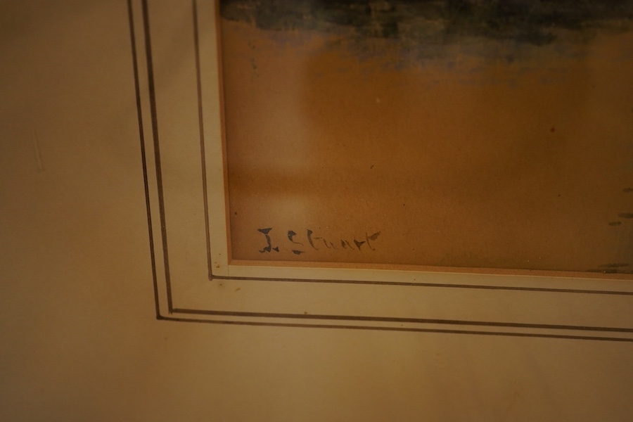 Artwork by J. Stuart, Riverscapes, Made of pair of watercolours