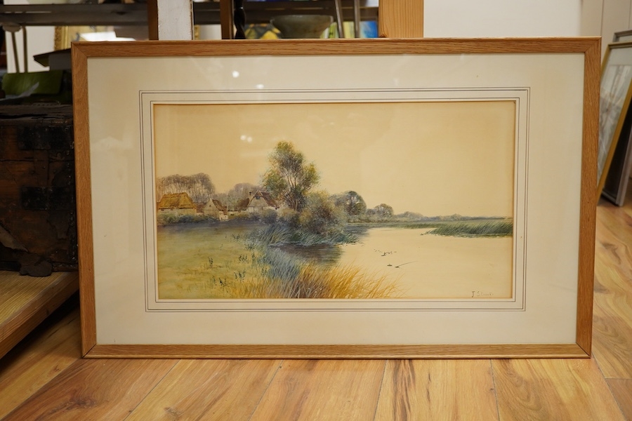 Artwork by J. Stuart, Riverscapes, Made of pair of watercolours