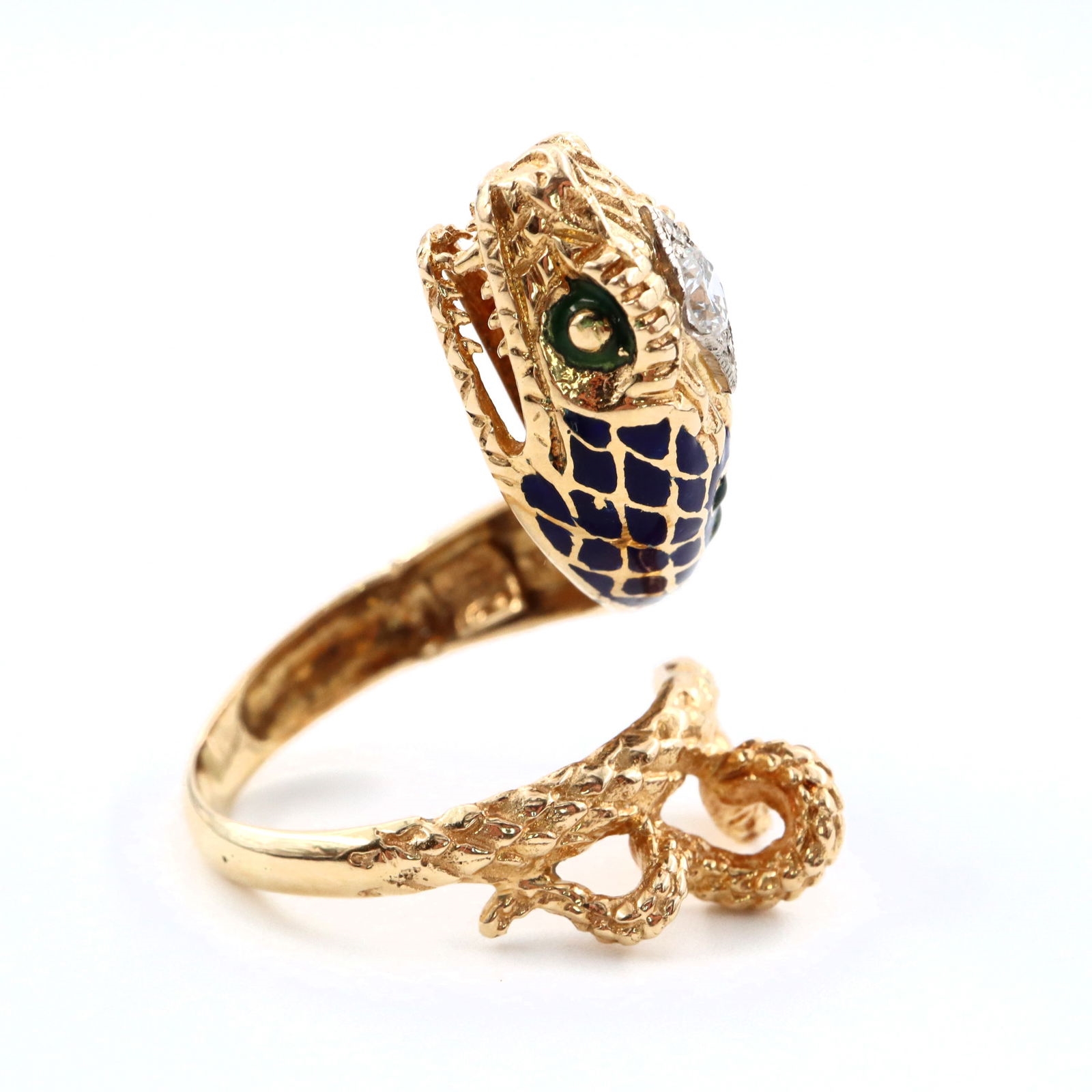 Diamond | Grecian 18k Gold & Diamond Snake Ring | MutualArt