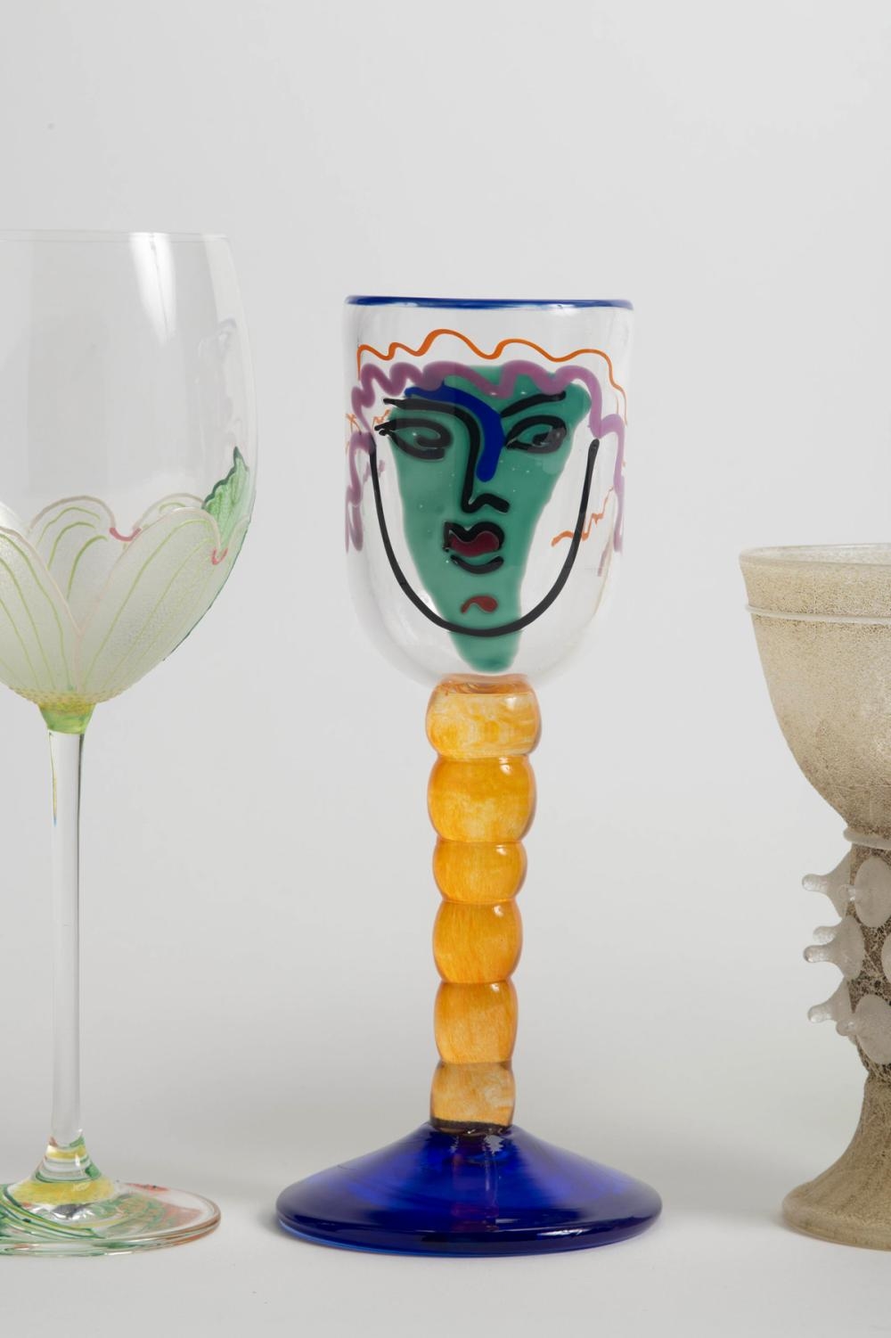 Green | 6 Studio Art Glass Goblets (1996) | MutualArt