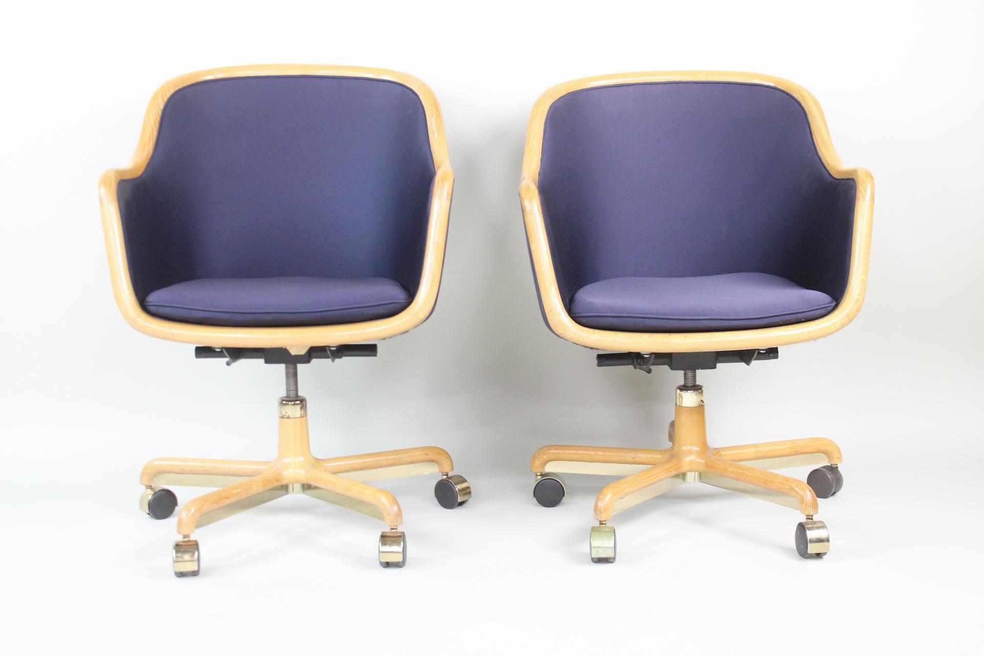 Ward Bennett | Pair of Ward Bennett Navy Blue Office Chairs, 1 of 3 ...