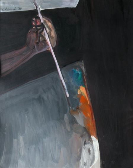 Palette de couleurs et main au pinceau - Jacques Poncet