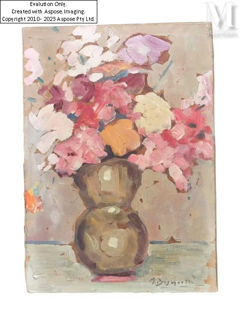 Artwork by Maurice Bismouth, Bouquet de fleurs, Made of oil on cardboard