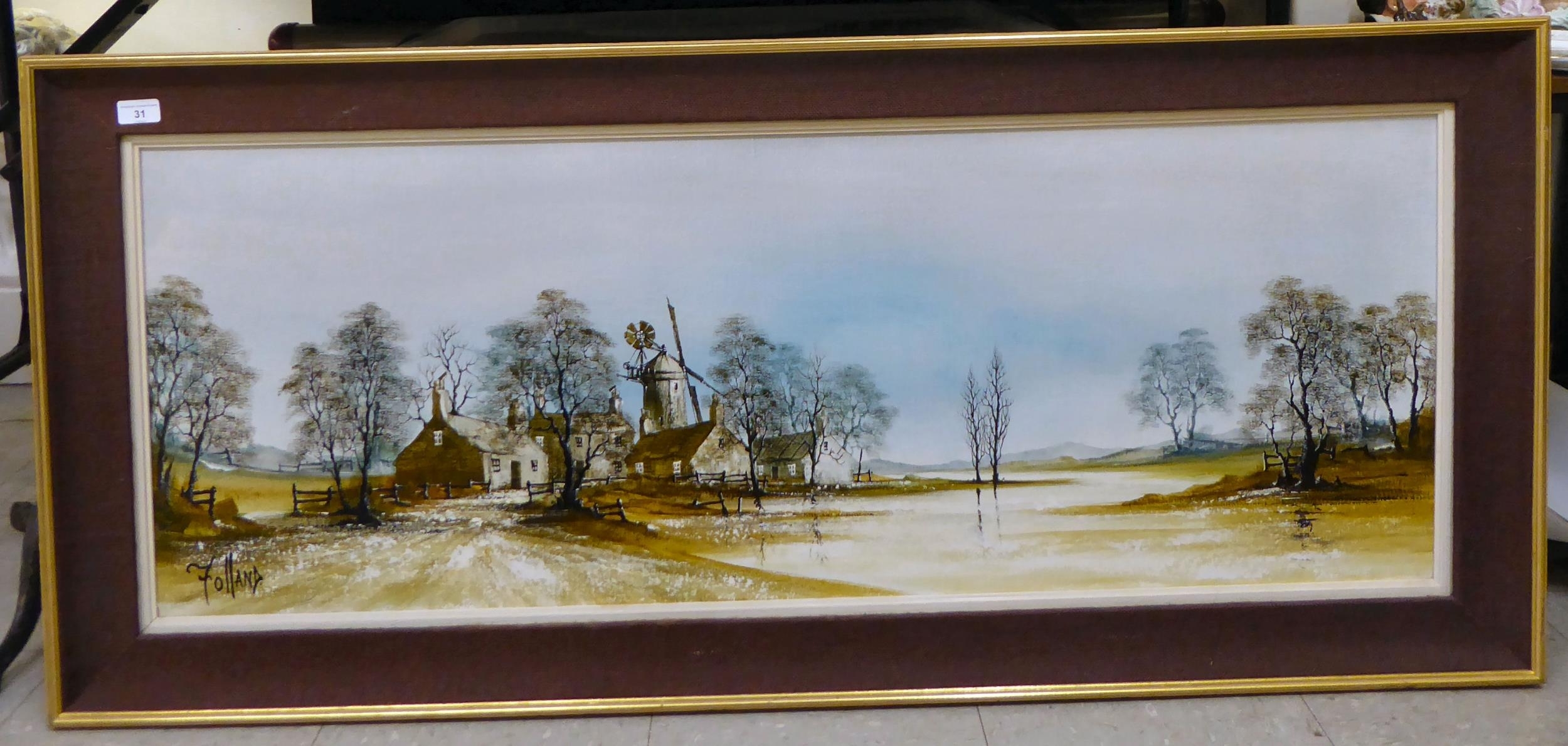 Artwork by Ron Folland, Windmill Stream, Made of oil on canvas