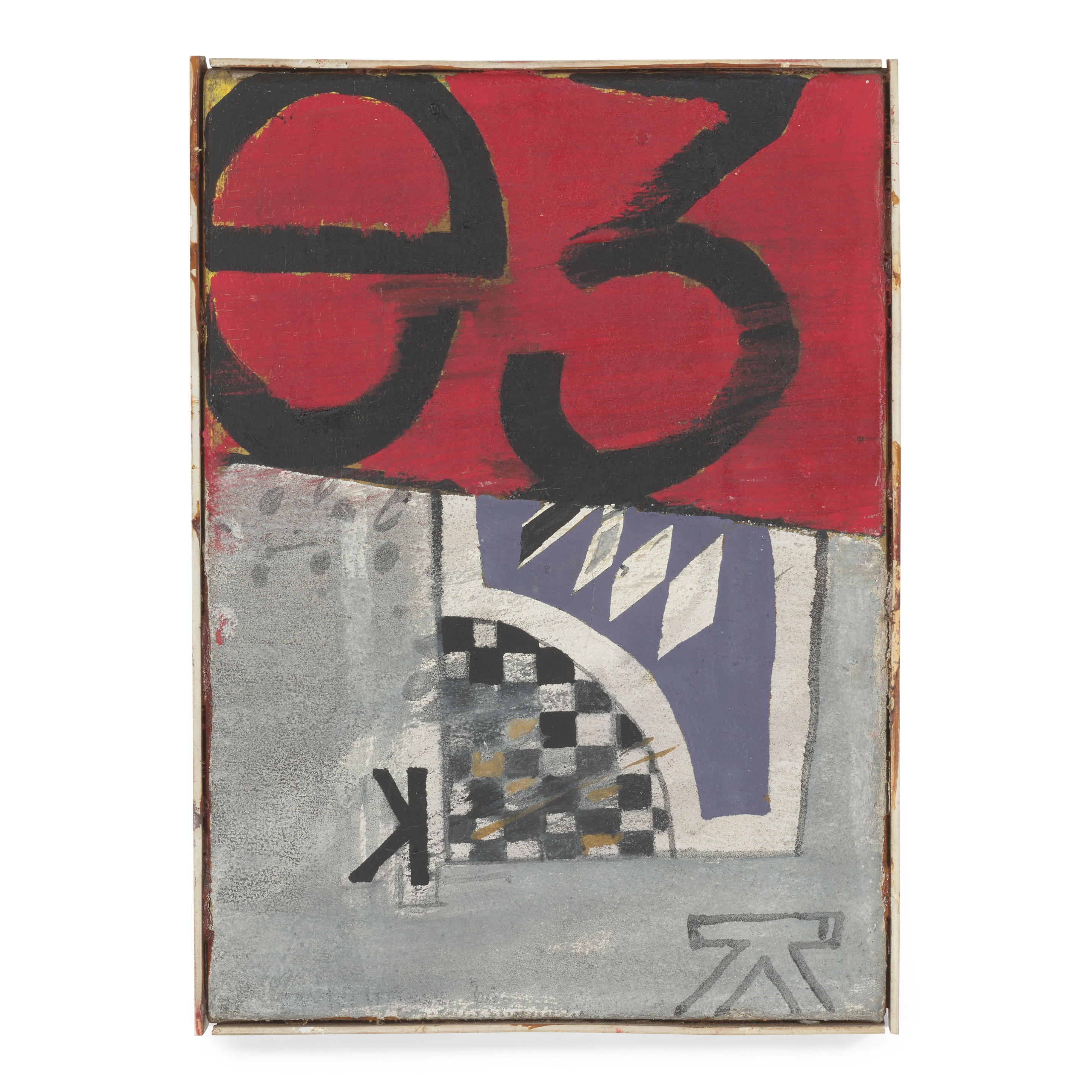 Artwork by David Hockney, Composition e3 , 1960, Made of oil and sand on canvas in artist's frame