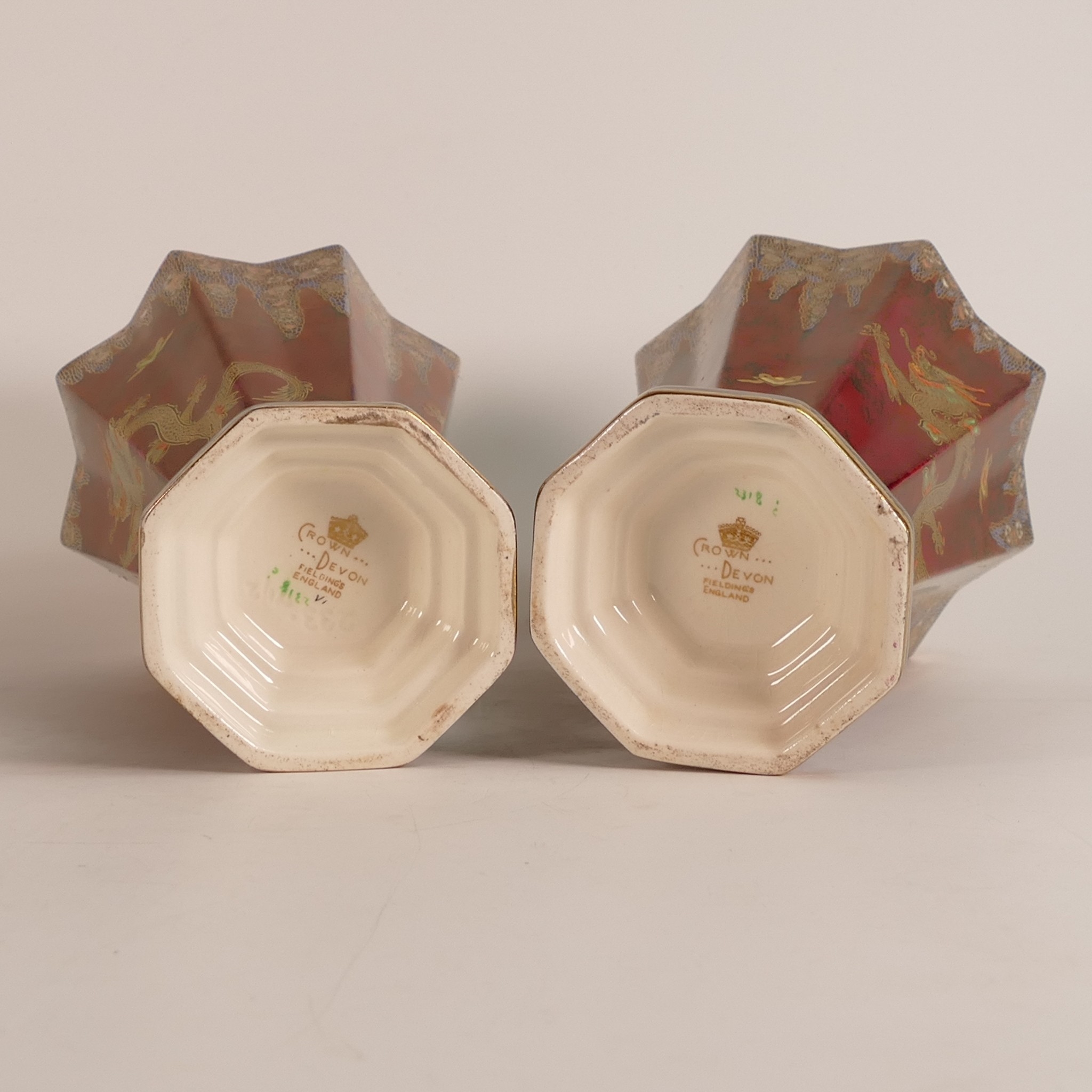 Dragon | Crown Devon, pair of Chinese Dragon pattern vases of footed ...