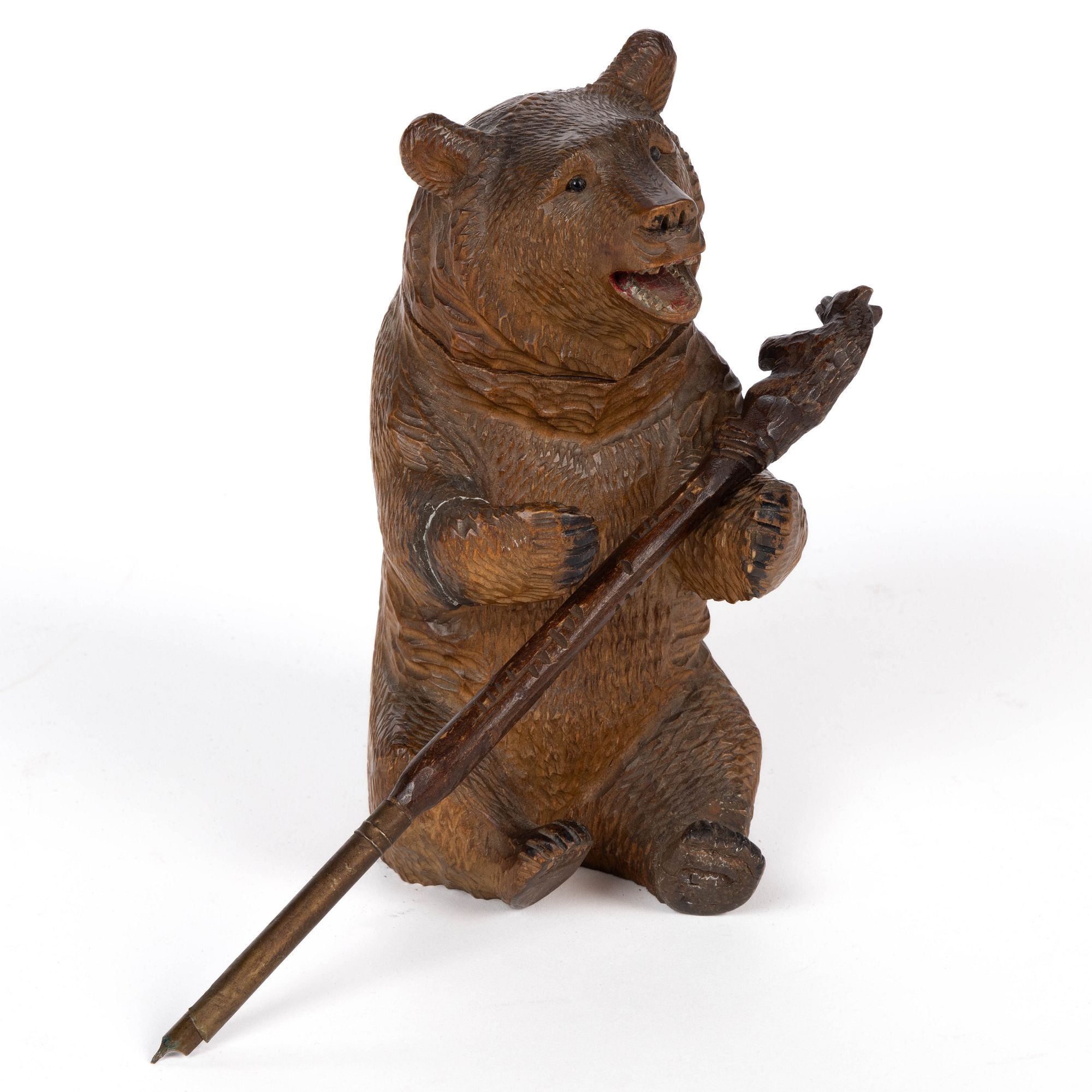 Black | GERMAN / SWISS BLACK FOREST CARVED BEAR INK STAND / INKWELL AND ...