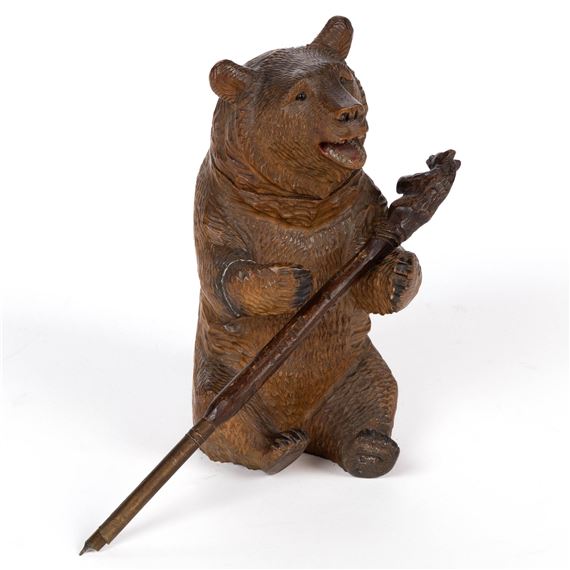 Black | GERMAN / SWISS BLACK FOREST CARVED BEAR INK STAND / INKWELL AND ...