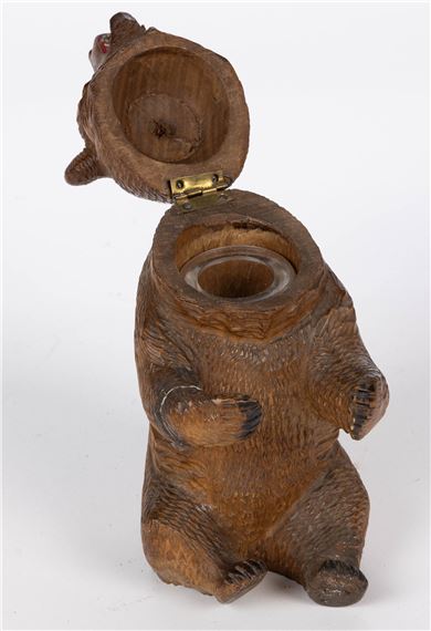 Black | GERMAN / SWISS BLACK FOREST CARVED BEAR INK STAND / INKWELL AND ...