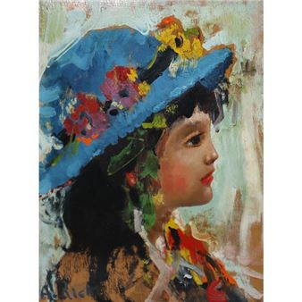 Portrait of a girl with a hat - Charles Caius Renoux