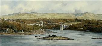 MAX A. S. HAMBLEN (British 20th century) watercolour - Menai Suspension Bridge - Max A. S. Hamblen