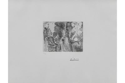 Peintre et modèle en guêtres de danse, avec spectateur