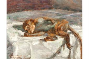 Socrates" en gedateerd 1914 - 32 x 40 toegeschreven aan met annotatie op het werk : "Les derniers restes de mon ami Socrates - Jan Van Rijswijck