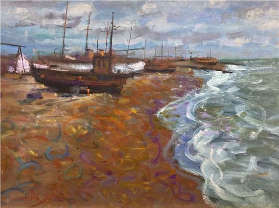 ‘Fishing Boats - Eastbourne’ by John Mackie, dated '92