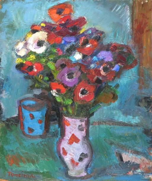 Artwork by Louis Toncini, Le bouquet de fleurs, Made of Oil on isorel