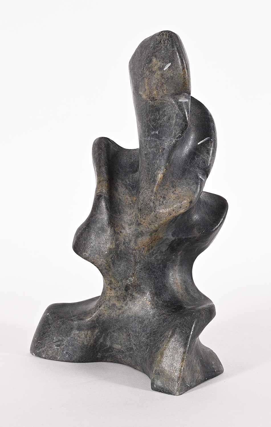 Artwork by Alex Alikashuak, Couple, Made of grey stone carving