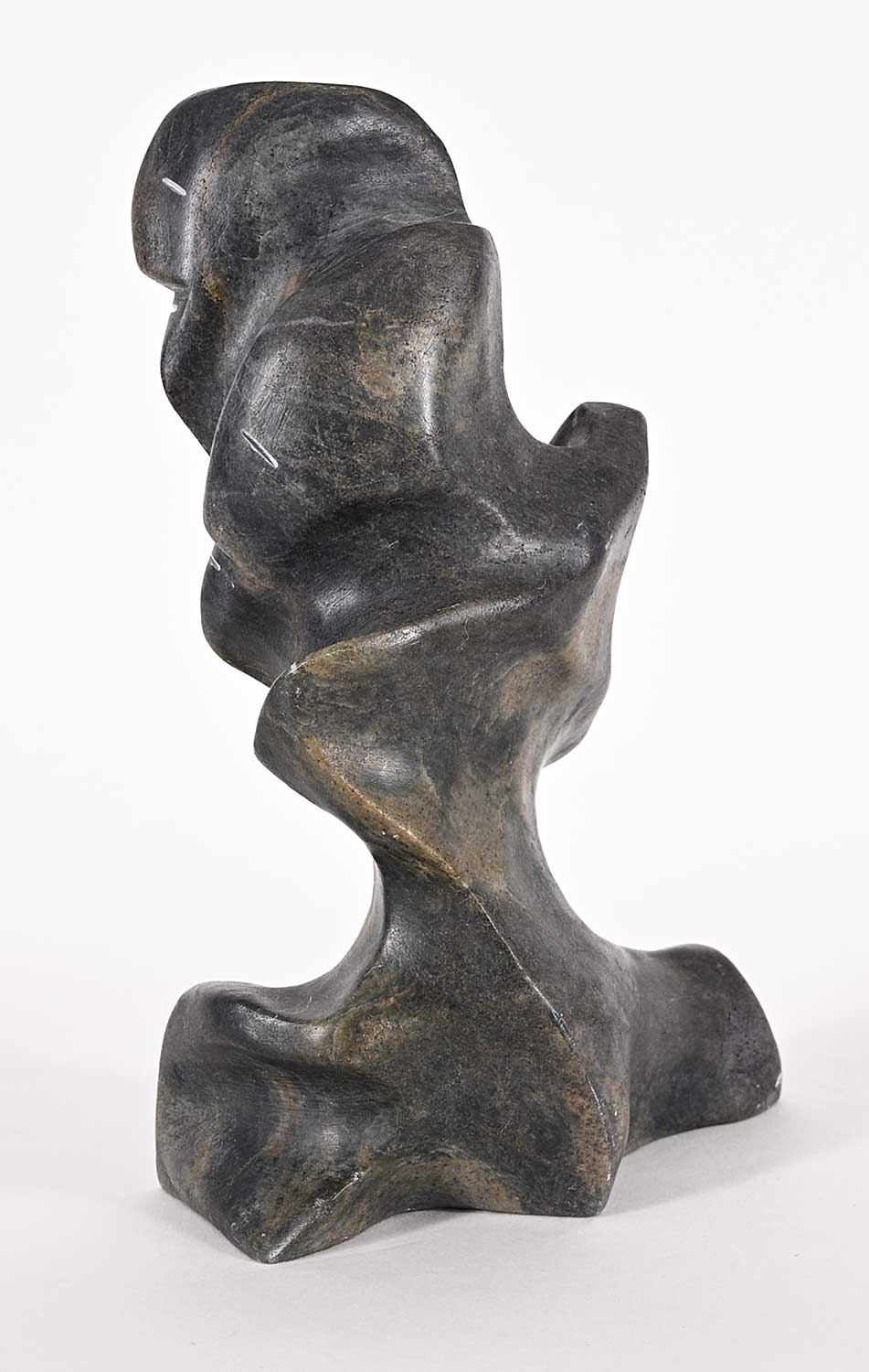 Artwork by Alex Alikashuak, Couple, Made of grey stone carving