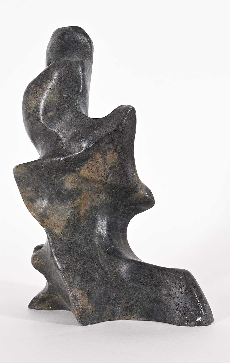 Artwork by Alex Alikashuak, Couple, Made of grey stone carving