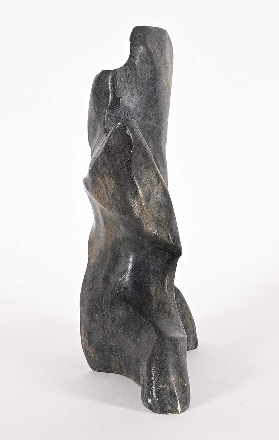 Artwork by Alex Alikashuak, Couple, Made of grey stone carving