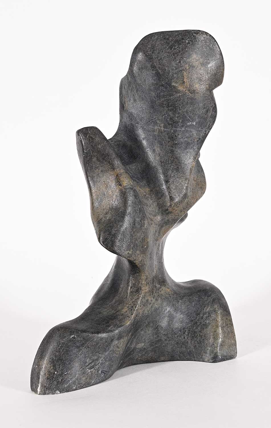 Artwork by Alex Alikashuak, Couple, Made of grey stone carving