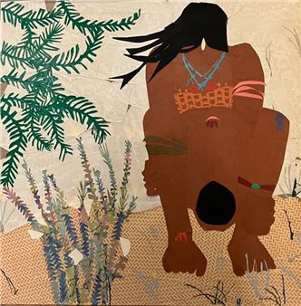 ZUKA Collage on canvas, gallery label on back - Zuka