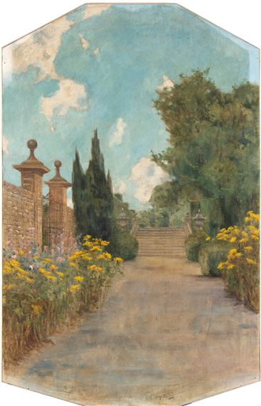 Blossom avenue of a Tuscany villa, 1903 by Adolfo Tommasi, 1903
