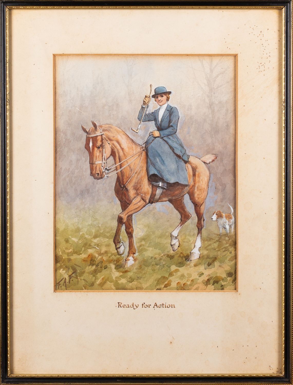 Artwork by Francis Arthur Fraser, Hunting scenes -Four watercolours, Made of watercolours