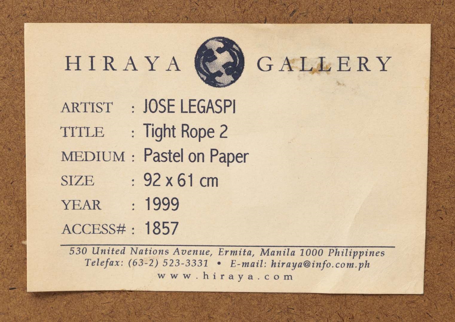 Artwork by José Legaspi, Tight Rope II, Made of pastel on paper