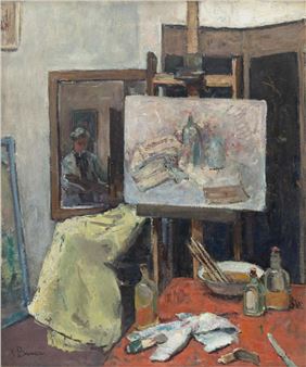 Stilleven met zelfportret in spiegel - Johanna Bauer Stumpf