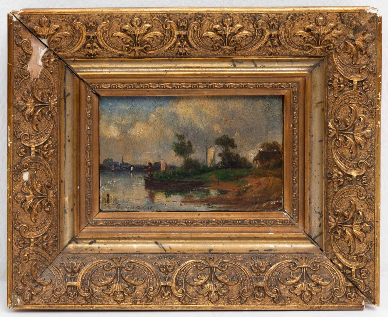 Artwork by Alexander Hieronymus Bakhuyzen, Riviergezicht met zeilschepen, Made of oil on panel