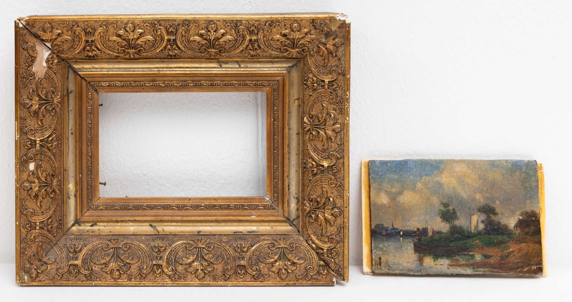 Artwork by Alexander Hieronymus Bakhuyzen, Riviergezicht met zeilschepen, Made of oil on panel