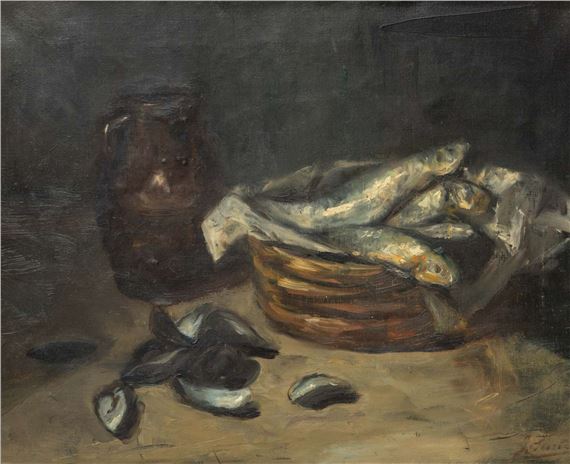 Stilleven met vissen en mosselen by Jacoba Surie