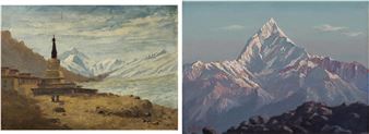 Mt. Everest and Rongbuk Monastery; Machapuchare at Dawn - M. Sain