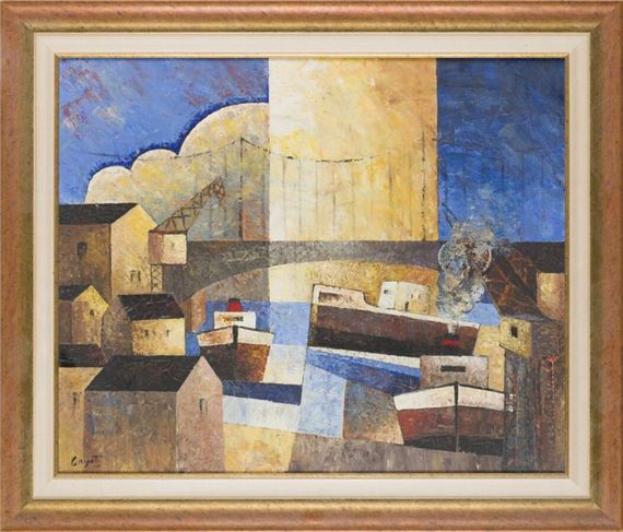 Jacques-Henri GUYOT (Born 1946) Boats in the harbor Oil on canvas, signed lower left by Jacques Henri Guyot