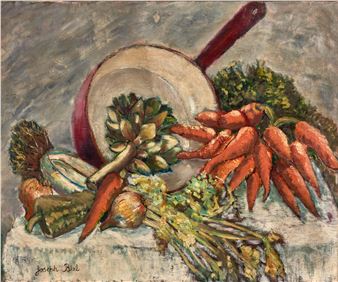 Still Life of Vegetables and a Red Pan - Joseph Biel