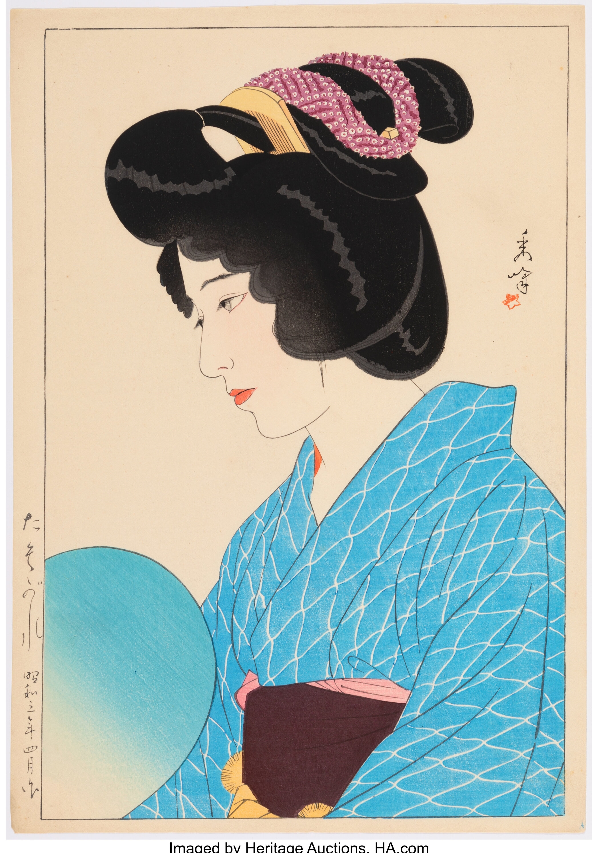 Artwork by Shuho‏ Yamakawa, Twilight (Tasogare), Made of Woodblock print