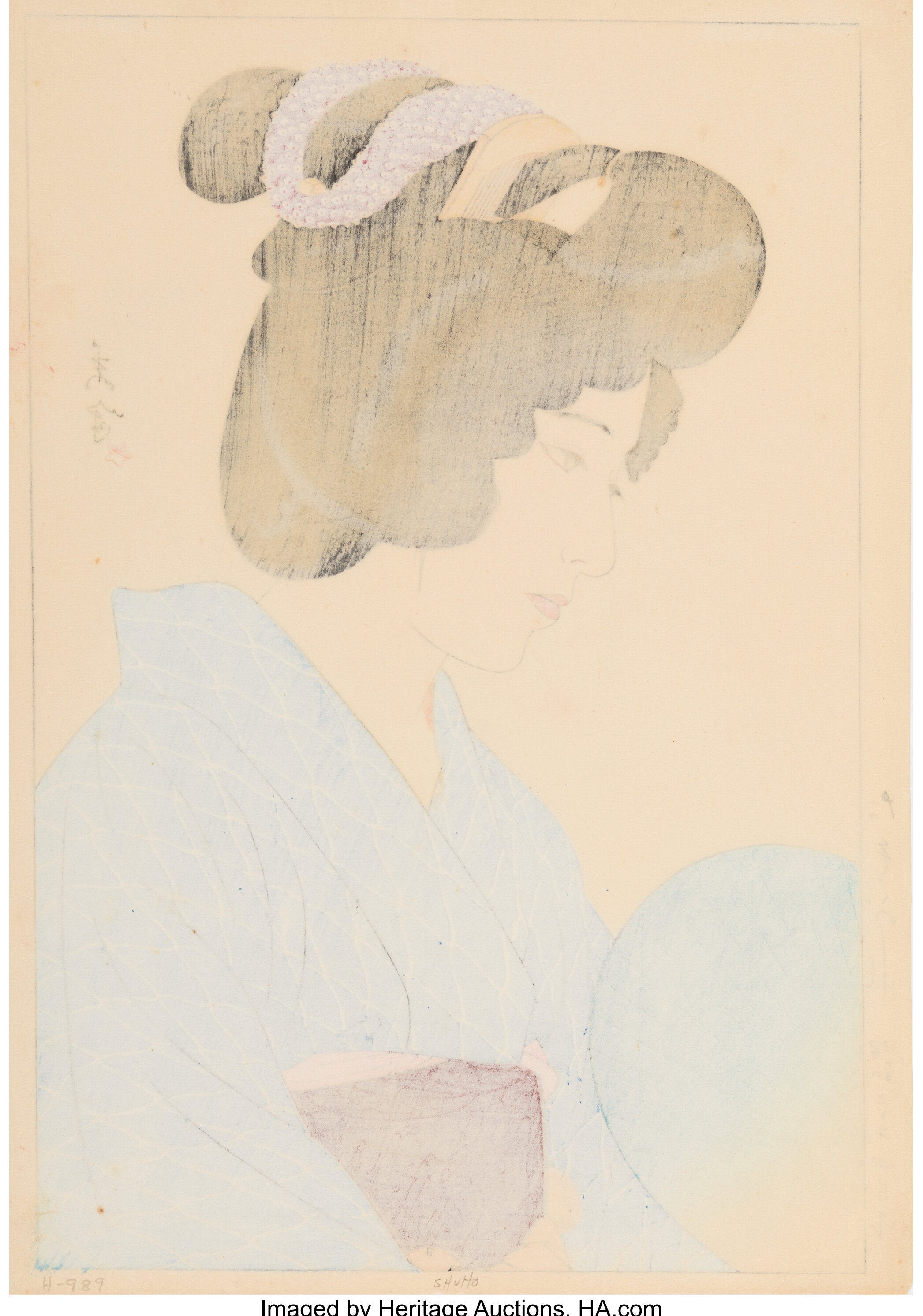 Artwork by Shuho‏ Yamakawa, Twilight (Tasogare), Made of Woodblock print