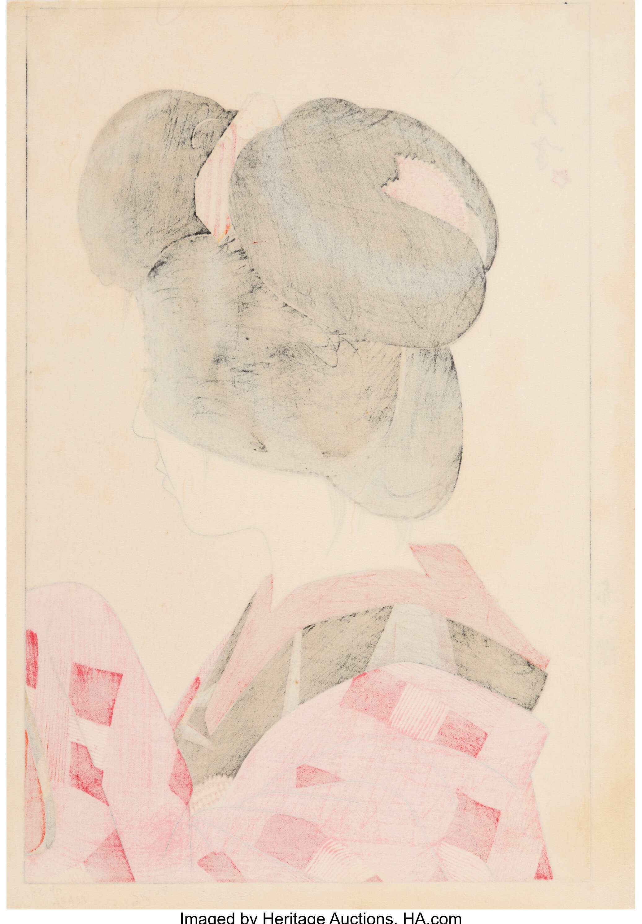 Artwork by Shuho‏ Yamakawa, Red Collar (Aka eri), Made of Woodblock print