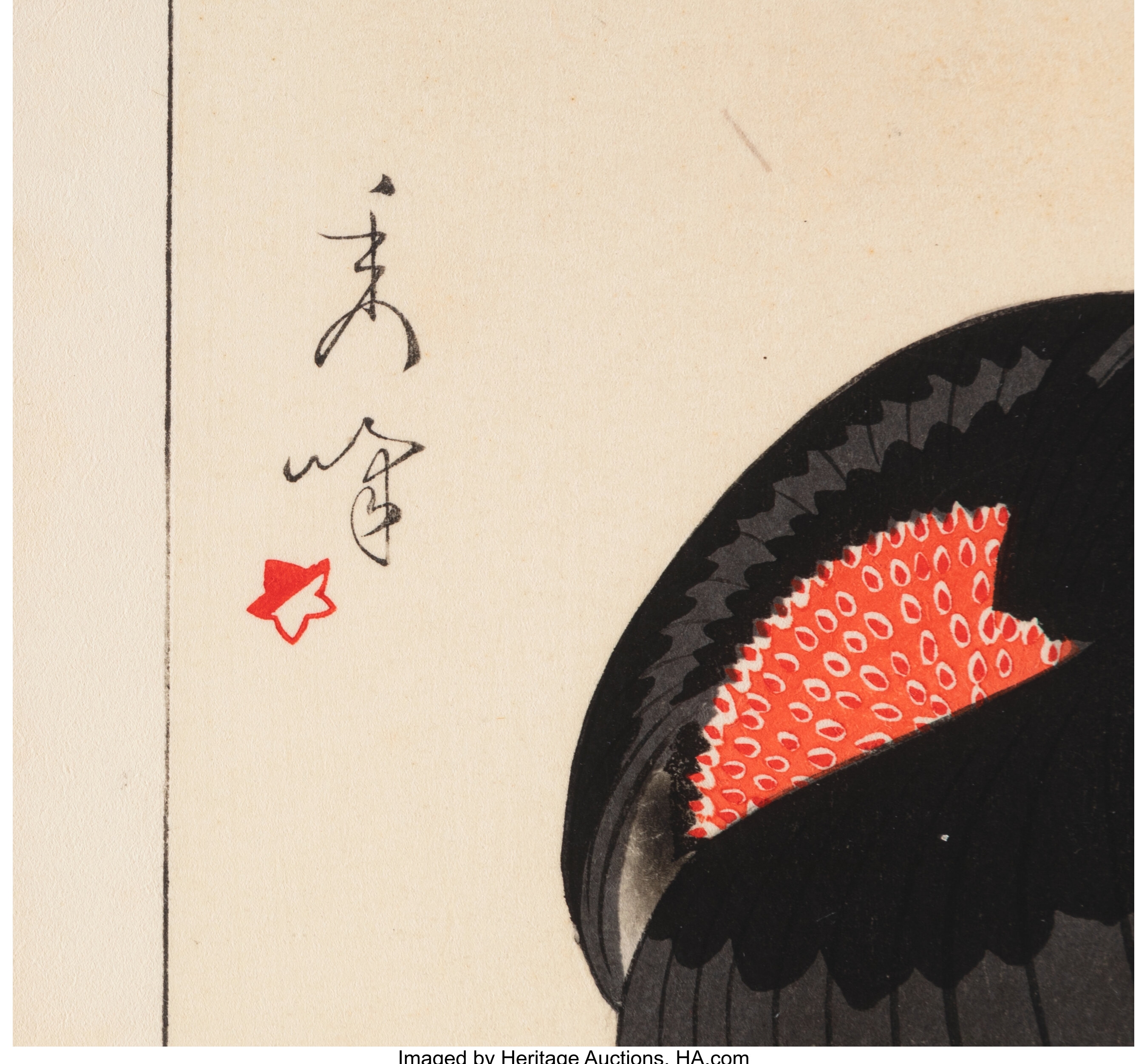 Artwork by Shuho‏ Yamakawa, Red Collar (Aka eri), Made of Woodblock print