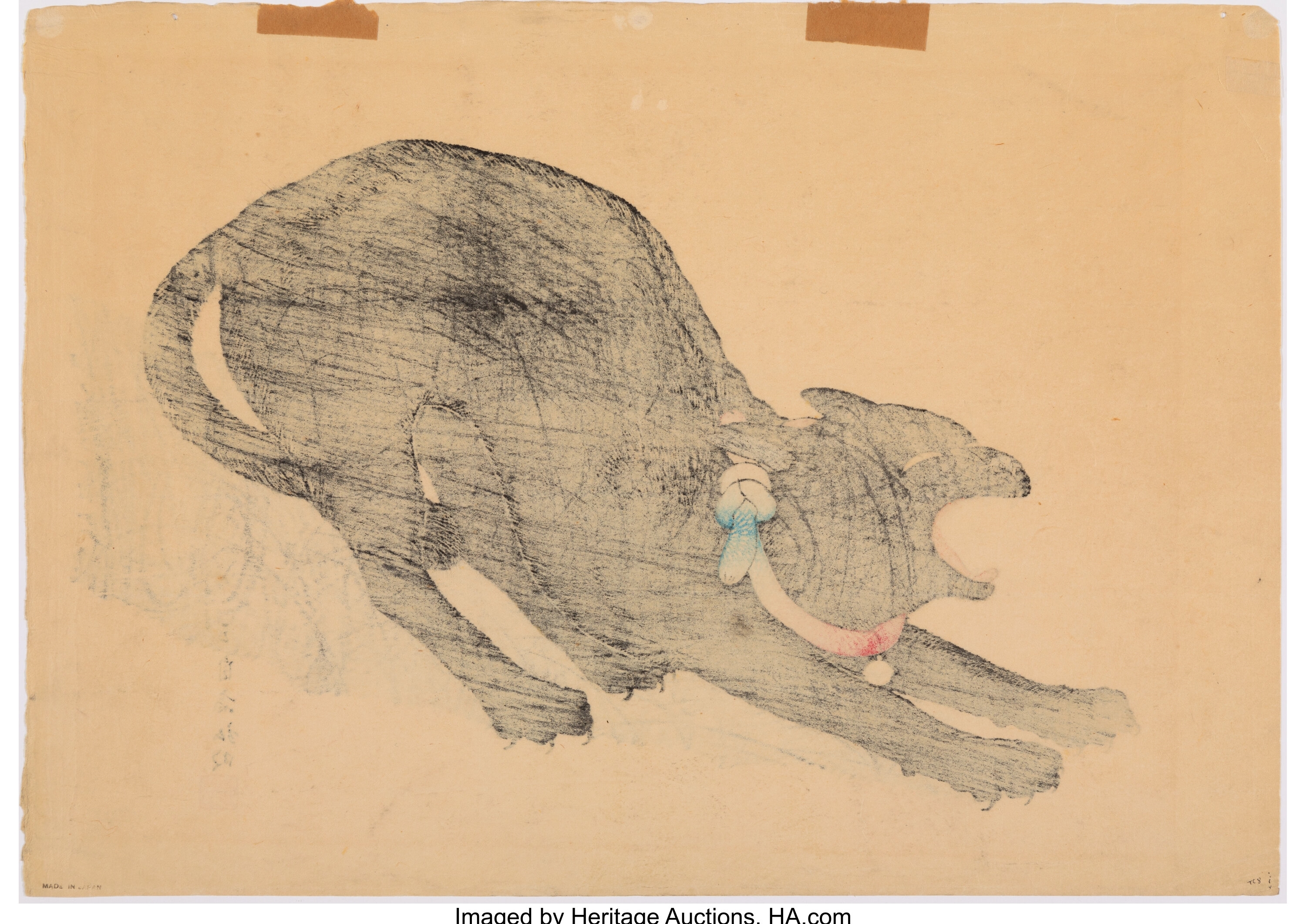 Artwork by Takahashi Shōtei, Black Cat, Made of Woodblock print