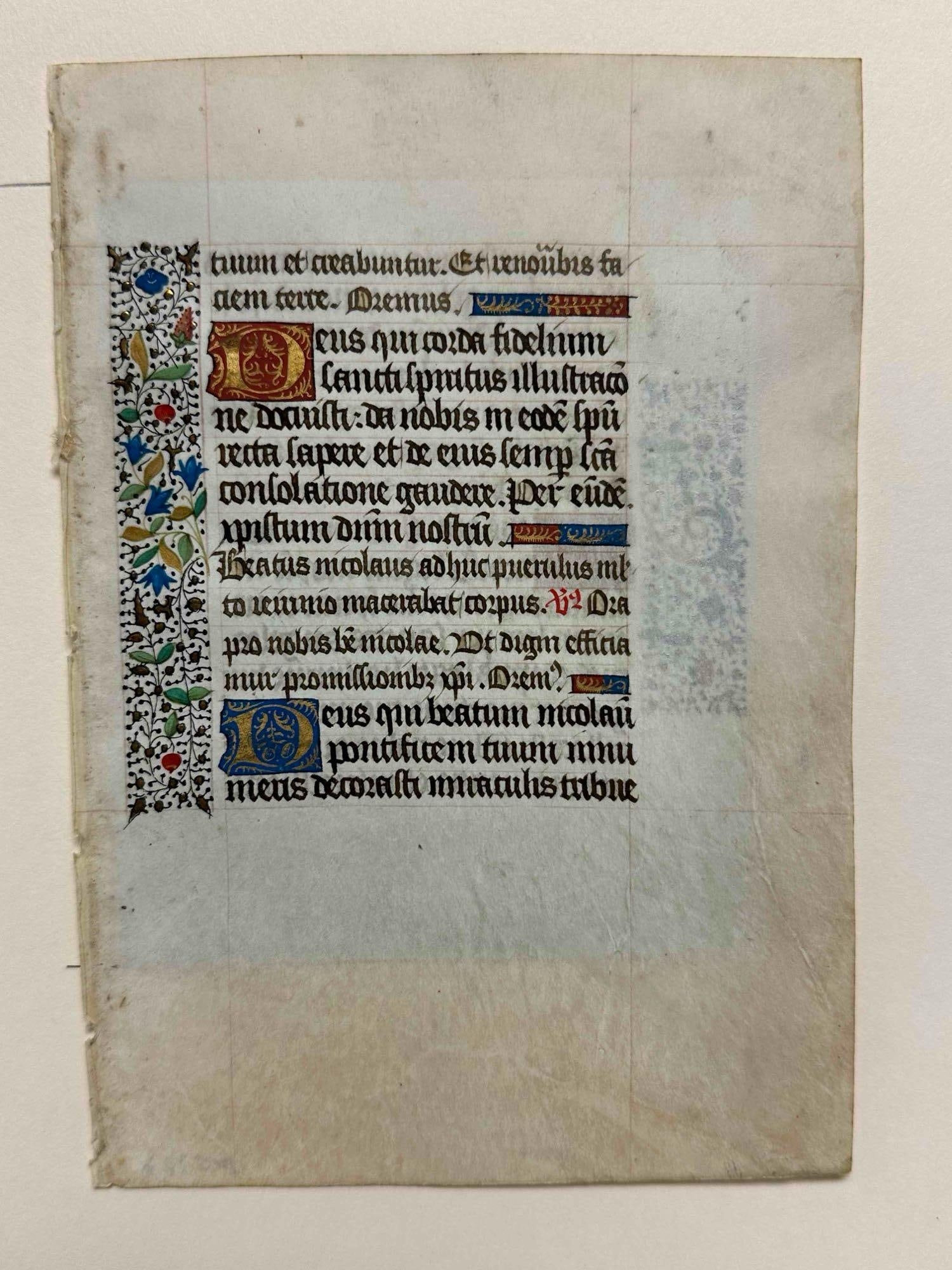 Gothic | Manuscript Latin Single Leaf from Book of Hours (Circa 1475 ...